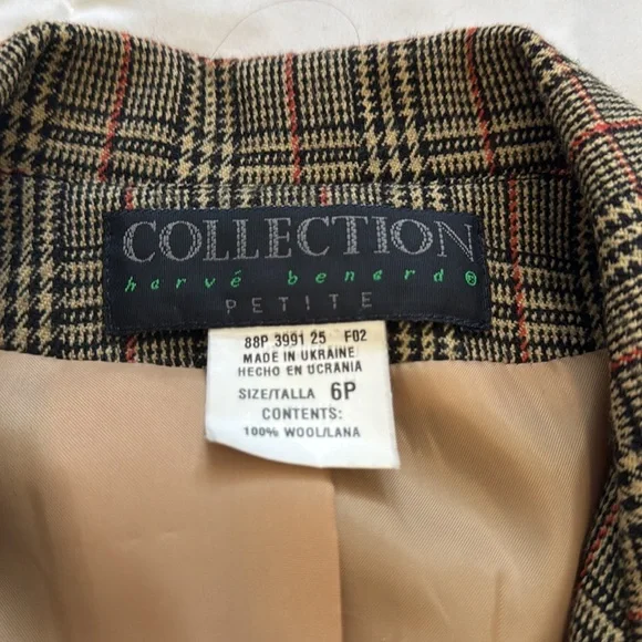 Harve Benard Collection Plaid 100% Wool Fully lined. Blazer Sz 6P - Picture 2 of 10